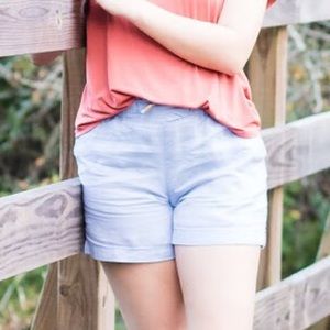 Blue Linen Shorts